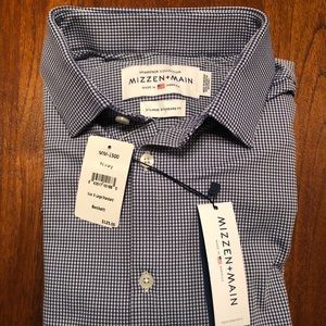 NWT Mizzen+Main Dress Shirt, XL classic fit, Blue and White plaid